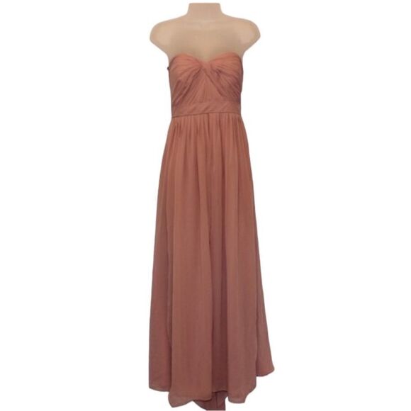 Jenny Yoo Pink Strapless Flared Maxi Dress Women Size 8 - Picture 1 of 10